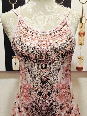 Boston Proper S Embellished Pink Strappy Camisole Tank Top